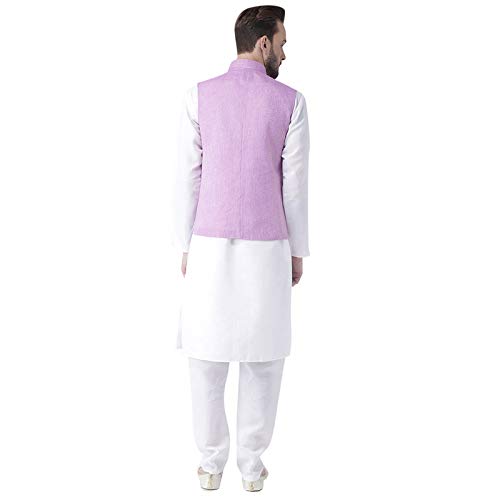 Image of hangup 3 Pc Kurta Pajama Set for Men (3KP Basket Light Purple)