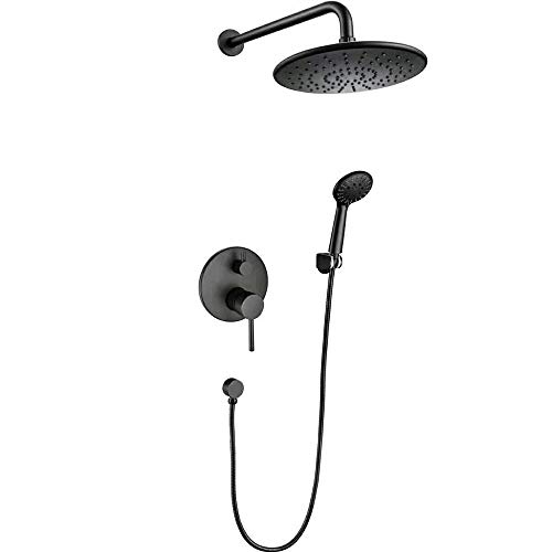 Système de douche noir mural avec mitigeur inverseur et pommeau