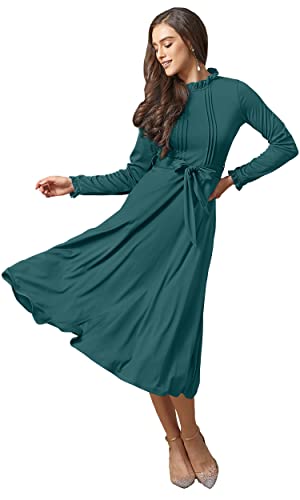 Image of KOH KOH Womens Long Sleeve Semi Formal Work Elegant Pockets Mini Midi Dress