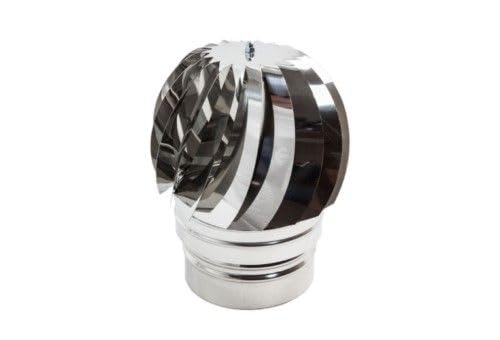Comignolo a sfera girevole eolico in acciaio inox - Attacco Femmina - Diametro 150 mm