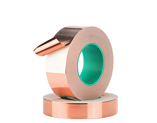 Image of Copper Foil Tape Double-Sided Electrically Conductive Tape 1Pcs 0.06mm x 10mm x 50m, Conductive Adhesive for EMI Shielding, Paper Circuits, Electrical Repairs, Stained Glass, Guitars and Grounding