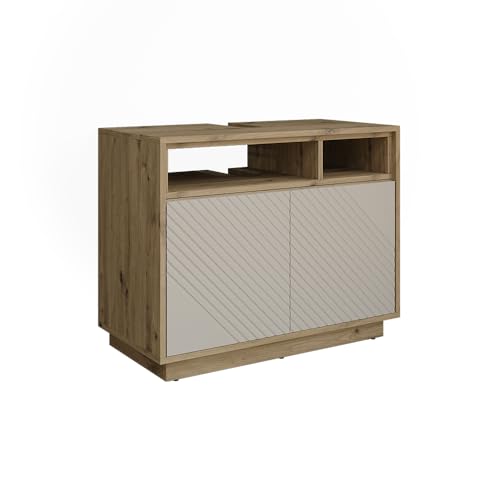 Vicco Mueble bajo Lavabo Beatrice, Cachemira/Roble Artesanal, 80 x 64 cm con 2 Puertas