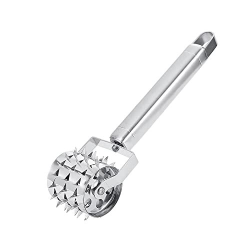 MYLERCT 19cm Fleischklopfer Silberner Edelstahl Fleischklopfer Werkzeuge Rollentyp Fleischklopfer Hamer Mallet Fleischzartmacher Zum Marinieren von Fleisch wie Steaks und Schweinekoteletts