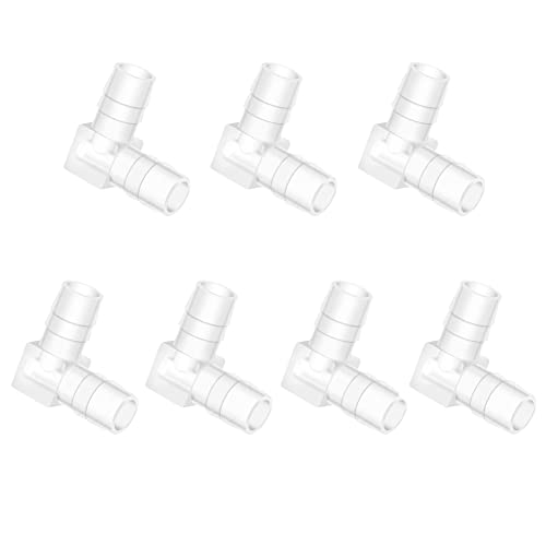 Quickun Raccordo a L per tubo flessibile da 1/4, raccordo a gomito a 90 gradi, in plastica a 2 vie uguali con giunzione a spinato (confezione da 5
