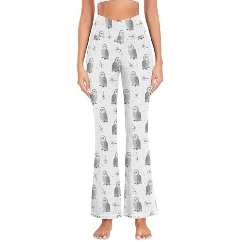 CaTaKu Cute Owls Berries Flare Leggings Yoga Pants for Women High Waisted Bell Bottom Leggings,XL Mu
