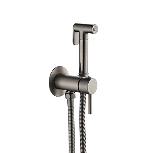 Pulvérisateur de bidet mural pour toilettes - Robinet de bidet chaud et froid - Kit de pulvérisateur à couches en tissu gris acier