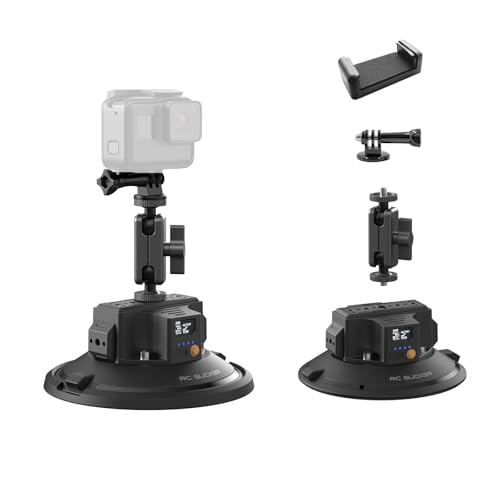 Image of 6 inch Electric Camera Suction Cup Mount with Ball Head Arm & Adapter, Heavy-Duty Metal Car Mount for Camera /Action Camera /Phone, 50KG Suction for Car Windshield /Boat /Window, 1 /4 inch 3 /8 inch Threads