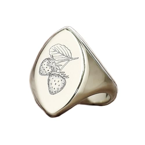 Bague fraise marquise argent chevalière vintage fait main