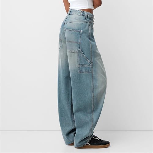 Women Wide Leg Denim Pants High Waist Vintage Distressed Jeans Trousers Streetwear3
