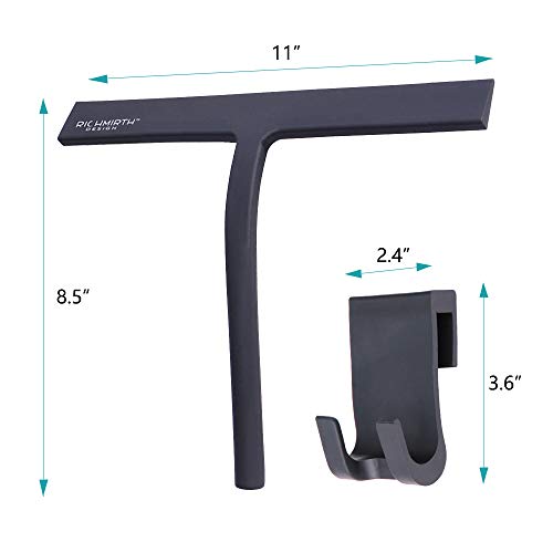 Richmirth Silicone Rubber Blade & Hook Shower Window Squeegee 11" In Width Silicone Car Squeegee Bathroom Squeegee For Shower Squeegee For Shower Doors Car Window #TOP2