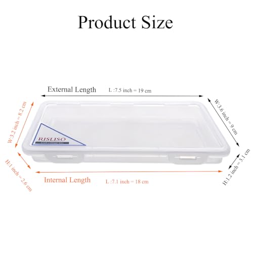 Image of Clear Small Hard Plastic Pencil Case With Hinged Lid for Pens Makeup brush | Clear Plastic Pencil Case Hinged Lid Snap Closure Small Hard Shell Plastic Pencil Pen Drill Bit Makeup brush Supplies Carry