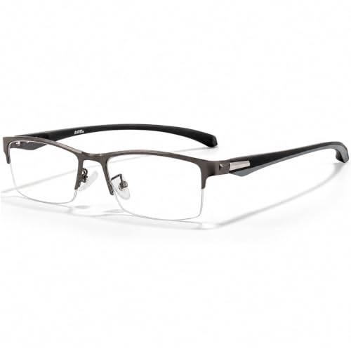 Image of ANRRI Small Size Semi Rimless Rectangle Blue Light Glasses for Men