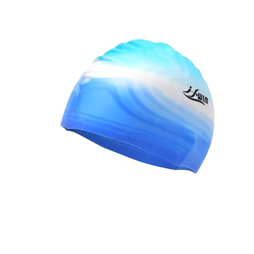 Image of I-Swim Men's Swimming Cap | for Adults Use | Fully Elastic Waterproof and Strechable | Long-Lasting Fitted | Protecting Hair from Chlorine | Material: Silicone | Size: Free | Color: Assorted
