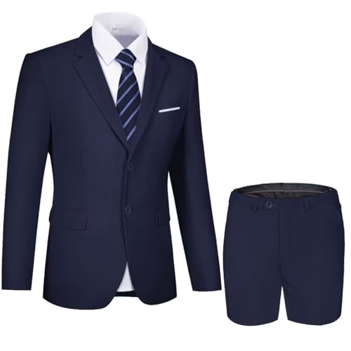 Shorts Suits for Men 2 Piece Slim Fit Two Buttons Tuxedo for Men Prom Party Summer Beach Wedding