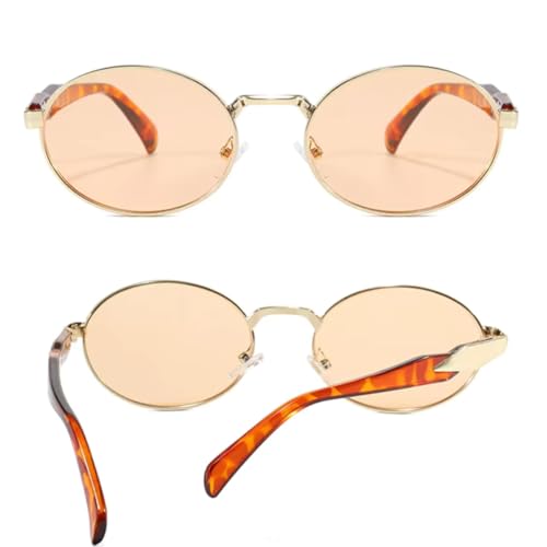 Image of POINT Retro Oval Sunglasses For Men Women Stylish - UV400 Protection Designer Goggles - Vintage Metal Sun Glasses for Woman - Trendy Branded Full Rim Shades for All Face Shapes