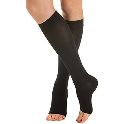 Relaxsan M2050A (Black, Sz.1) Cotton open-toe medical compression knee high socks - Class 2 (23-32 mmHg) Cover