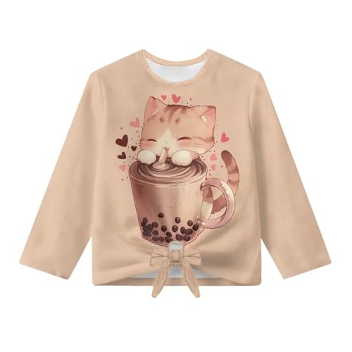 Girls Shirts Long Sleeve Tie Front Knot Shirt Size 5-124