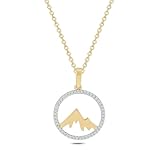 Cali Trove Diamond Mountain Pendant Necklace |1/10 ct Natural Diamond Pendant in 14KT White Gold & Yellow Vermeil Plated 925 Sterling Silver | Nature Inspired Travel Jewelry for Women