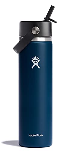 HYDRO FLASK, Water Bottle 709 ml (24 oz), Vacuum Insulated Stainless Steel Water Bottle with Flex Straw Cap, BPA-Free