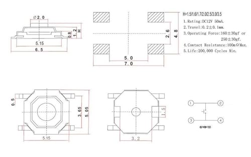 Interrupteur tactile à bouton-poussoir 4 broches pour réparer vos télécommandes - 2