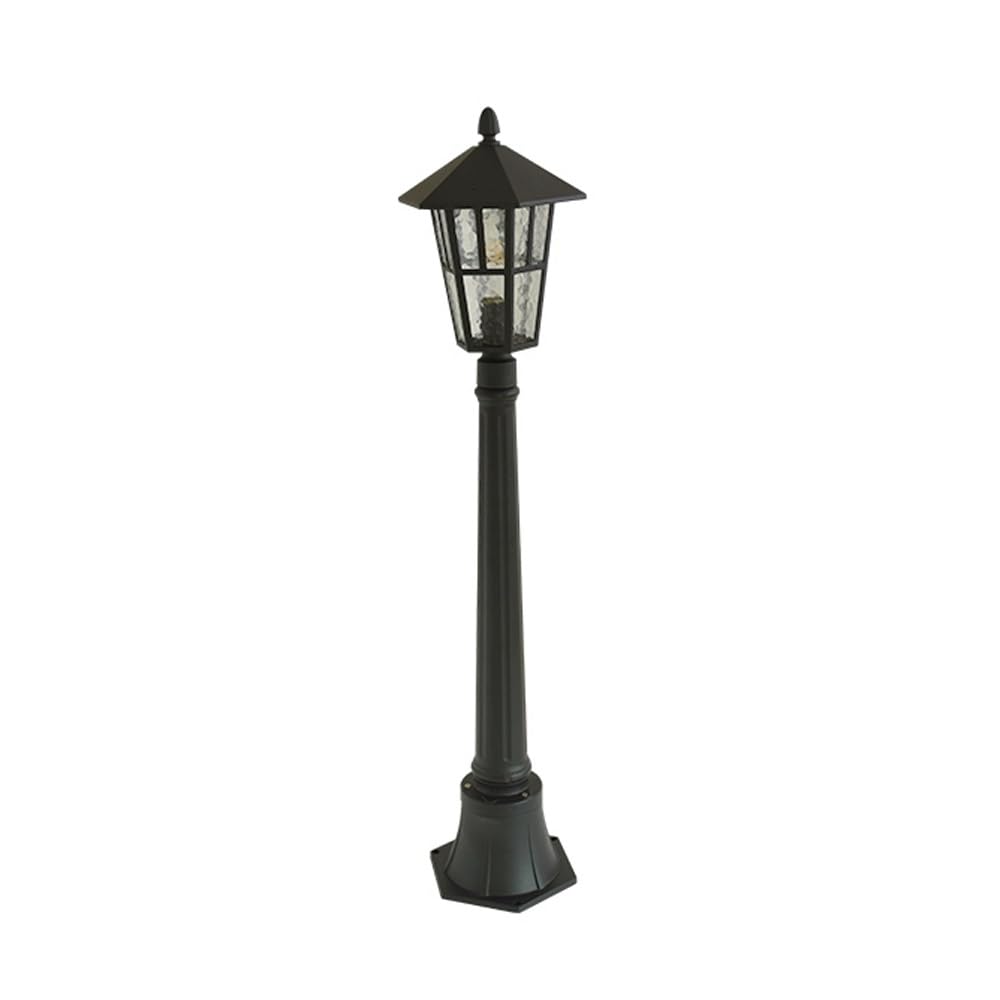 Water Ripple Glass Shade Post Light Waterproof Outdoor Pillar Lamp Black Street Lantern for Yard Fence Deck Patio(Large)