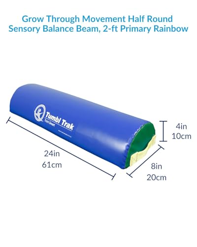 Half-Round Sensory Balance Beam - Versatile Sensory Tool for Kids - Perfect for Physical Therapy, Occupational Therapy & Adaptive Play Environments (Primary Rainbow, 2 Foot)