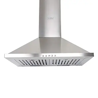 Glen 60cm 750 m3/hr Pyramid Wall Mounted Chimney Push Buttons Baffle Filters (6075 SS, Silver)