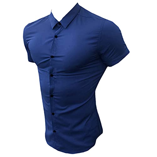 Chemise d'été homme bleu anti transpirante sport et travail XXL