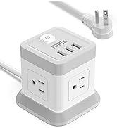 Power Strip with USB, FDTEK Desktop Power Cube Strip, 10 FT Extension Cord with 4 Outlets and 3 U...