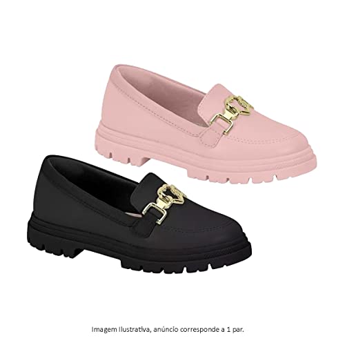 Sapato Mocassim Loafer Infantil Menina Molekinha Com Fivela Preto 32