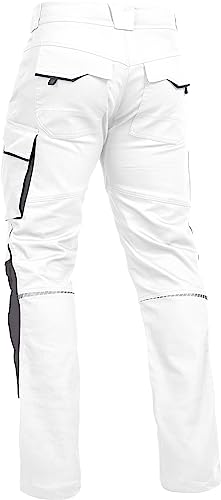 Leibwächter Flex-line Arbeitshose Herren – weiß/grau – Gr. 50 – Bequeme Workwear mit Elastan (Spandex) – 60°C waschbar & trocknergeeignet – erhöhte Reißfestigkeit – für verschiedenste Berufe