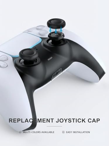 Image of Meyaar Joystick Replacement Caps for PS5 Controller, Thumb Grip Joystick Replacement Cap Repair Accessories Compatible with PS5 & PS4 Controllers - Pack of 6 (Classic Black (Natural Grip))