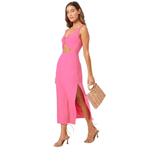 Image of L*Space Camille Dress for Women, Fitted Ribbed Maxi, Ankle Length, Sleeveless Scoop Neck, Side Slit & Waist Cutouts