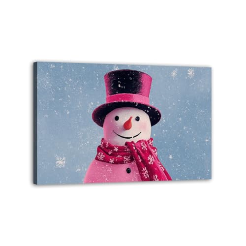 Large Canvas Wall Art Snowman Christmas Winter Holiday Xmas Festive