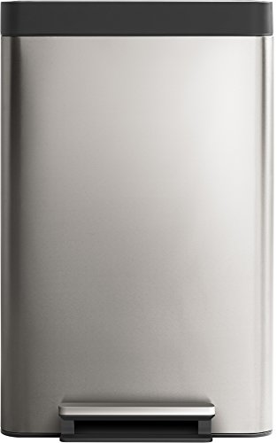 KOHLER 13-Gallon Stainless Steel Step Trash Can, Stainless Steel, Hands-Free Pedal, Quiet-Close Lid, Fingerprint-Resistant, Durable, K-20940-ST