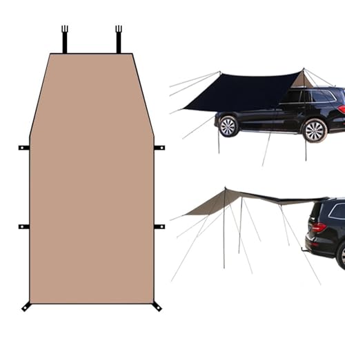 Car Canopy Awning Set, Campervan Tent Tarp with Pole, Waterproof Windbreak, UV50+, w/Carry Bag, for SUV/Jeep/Truck/Van(Khaki,300x150cm/9.8x4.9ft)