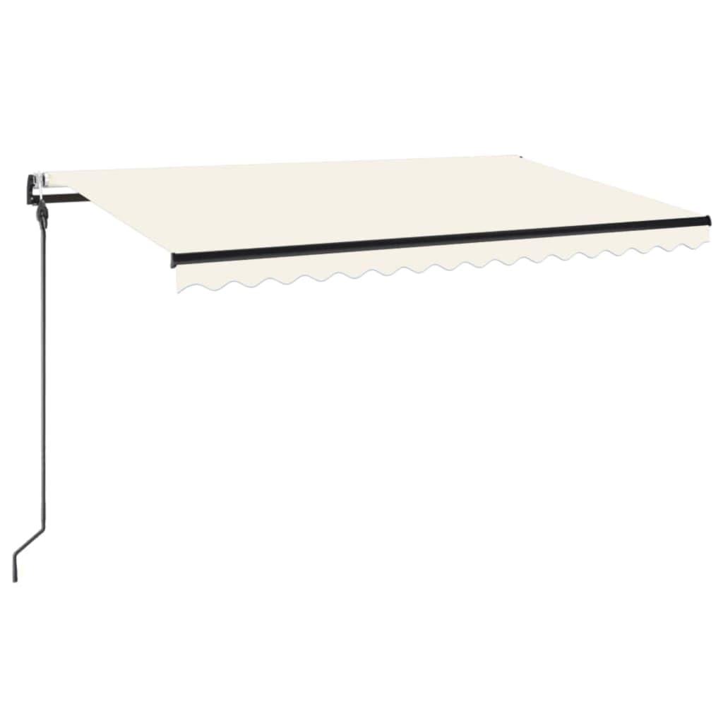 vidaXL Toldo Automático con LED y Sensor de Viento, Sombrilla Retráctil, Toldo Resistente al Agua, Toldo para Balcón Jardín Terraza, Color Crema