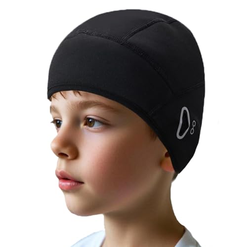Kids Winter Skull Cap Helmet Liner Beanie – Thermal Cycling Cap, Warm Hat for Cold Weather, Perfect for Bike, Ski, and Snowboard Helmets Black2