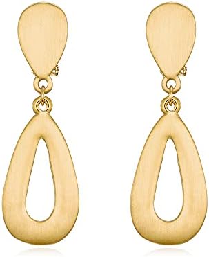 Matte Gold Tear Drop Clip On Earrings Retro Clip Earrings for Women Girls
