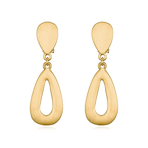 Matte Gold Tear Drop Clip On Earrings Retro Clip Earrings For Women Girls #TOP21