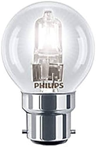 PHILIPS 28 W Halogen EcoClassic B22 Bayonet Cap 230V P45 Golf Ball - Pack of 3 Bulbs