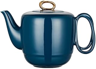 ZENS Porcelain Teapot with Infuser,1000ML Entwined Handle Loose Leaf Tea Pot, Gold Trim Luxury Japanese 4 CupTeapot Gift for Afternoon Tea/ Navy Blue