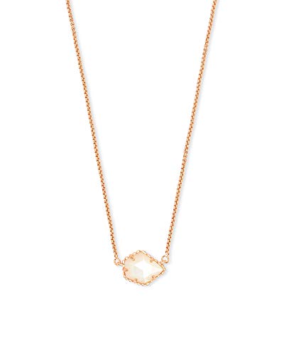 Kendra Scott Tess Small Pendant Necklace for Women, Dainty Fashion Jewelry, 14k Rose Gold-Plated, Ivory Mother of Pearl
