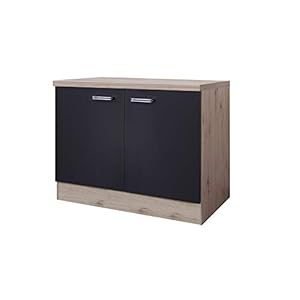 Smart Möbel Spülenunterschrank 100 cm mit Arbeitsplatte/ohne Spüle Anthrazit – Lino