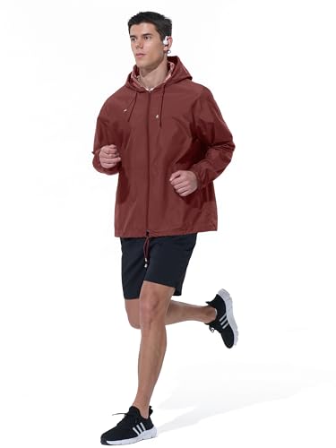 Image of UIQUR Mens Rain Jacket Raincoat Windbreaker Running Waterproof Lightweight Packable with Hood Travel Hiking Cycling