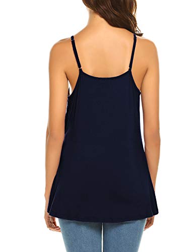 Ekouaer Women's Round Neck Double Layers Adjustable Pregnant Maternity Nursing Tops For Breastfeeding Tanks Camis Shirt Navy Blue Xxl #TOP3