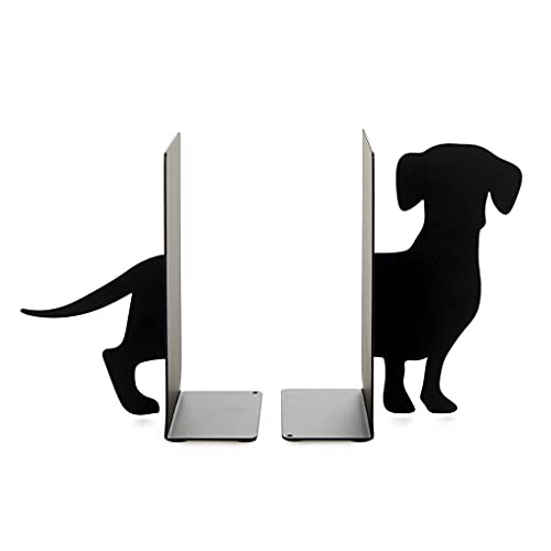 Balvi Buchstütze Teckel Farbe Schwarz Buchstütze für das Bücherregal in Form eines Hundes, 2 Stützen