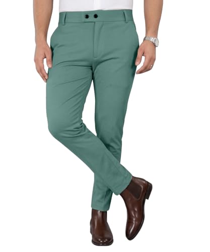 Image of Mehrang Men's Stretchable Stretchable Formal Pant Trousers | Stylish Slim Fit Men's Wear Trousers for Office or Party | Polycotton Knitted Fabric
