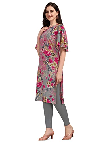 Image of EthnicJunction Women's Crepe Floral Printed Ready to Wear Straight Kurti
