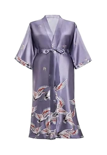 Bata de satén holgada y suave para mujer con cuello en V de ropa de dormir